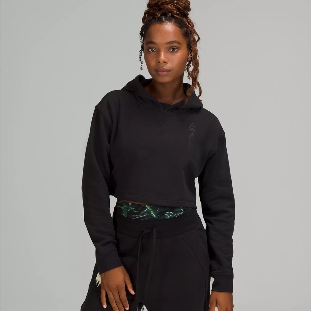 Lululemon Womens Hoodie All Yours COC Canada Olympics Cropped Black Sz. 8